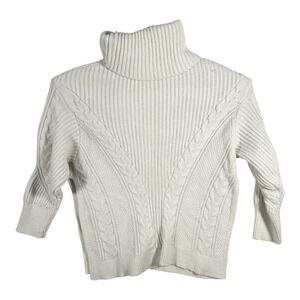 Banana‎ Republic Women's L Ivory Turtleneck Chunky Sweater Merino Alpaca Blend